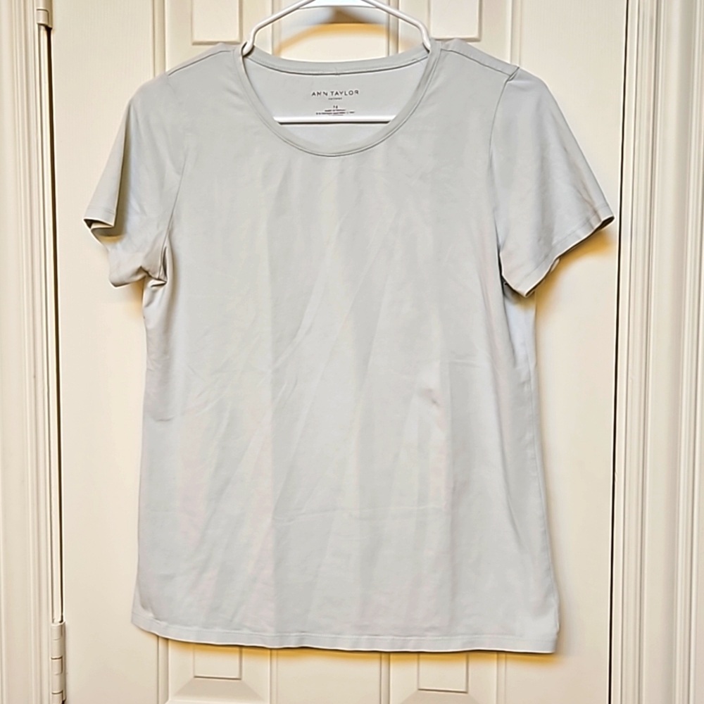 Ann Taylor Light Blue Scoop Neck Tee